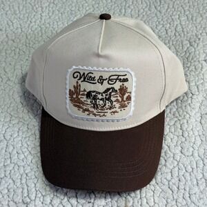 David and Young Wild & Free Horse Patch Trucker Hat Cream Brown Snapback